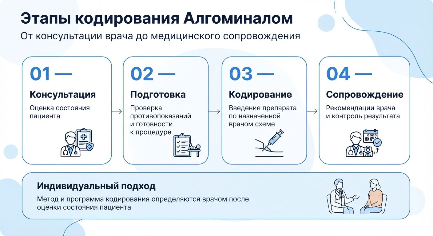 Кодирование препаратом «Алгоминал» в городе Онега инфографика